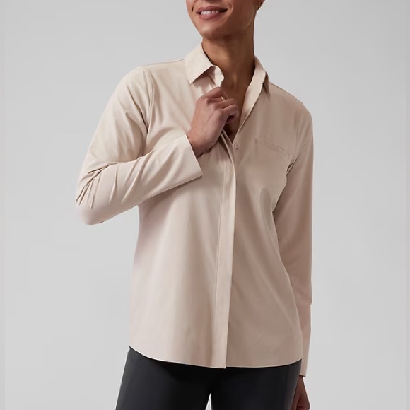 Athleta Tops - ATHLETA Urbanite Top button-down beige UPF sz M